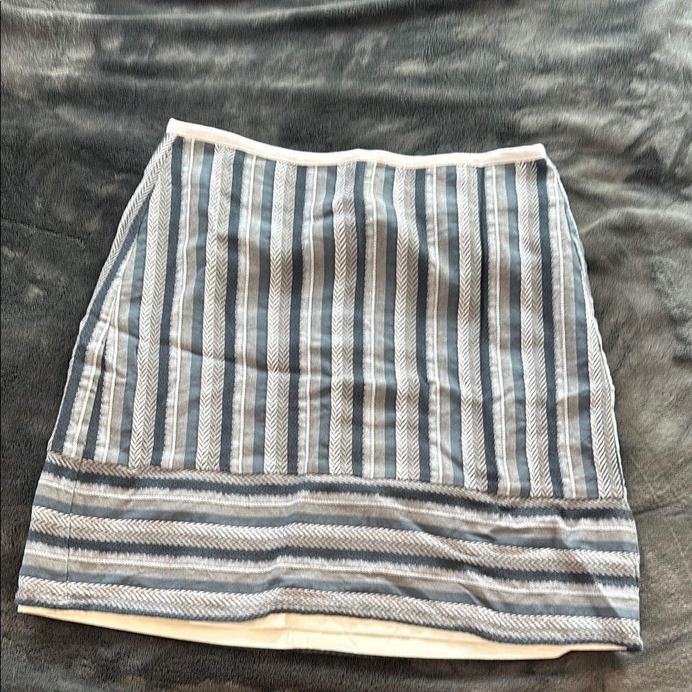 LOFT Blue and White Mini Pencil Skirt Casual Resort Wear